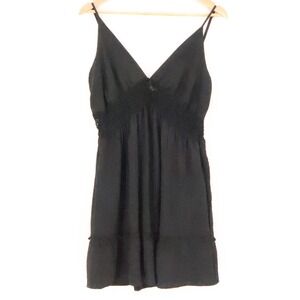 Liberty Love Babydoll Tiered Mini Dress Womens Size M Black Y2K Crochet  LBD